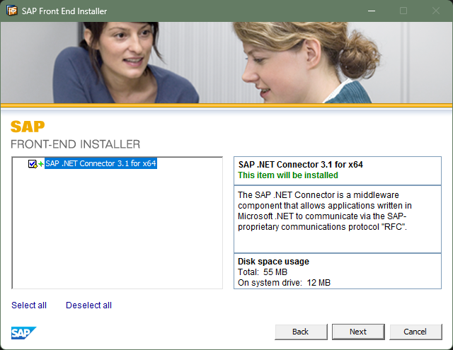 SAP .NET Connector installation step 2