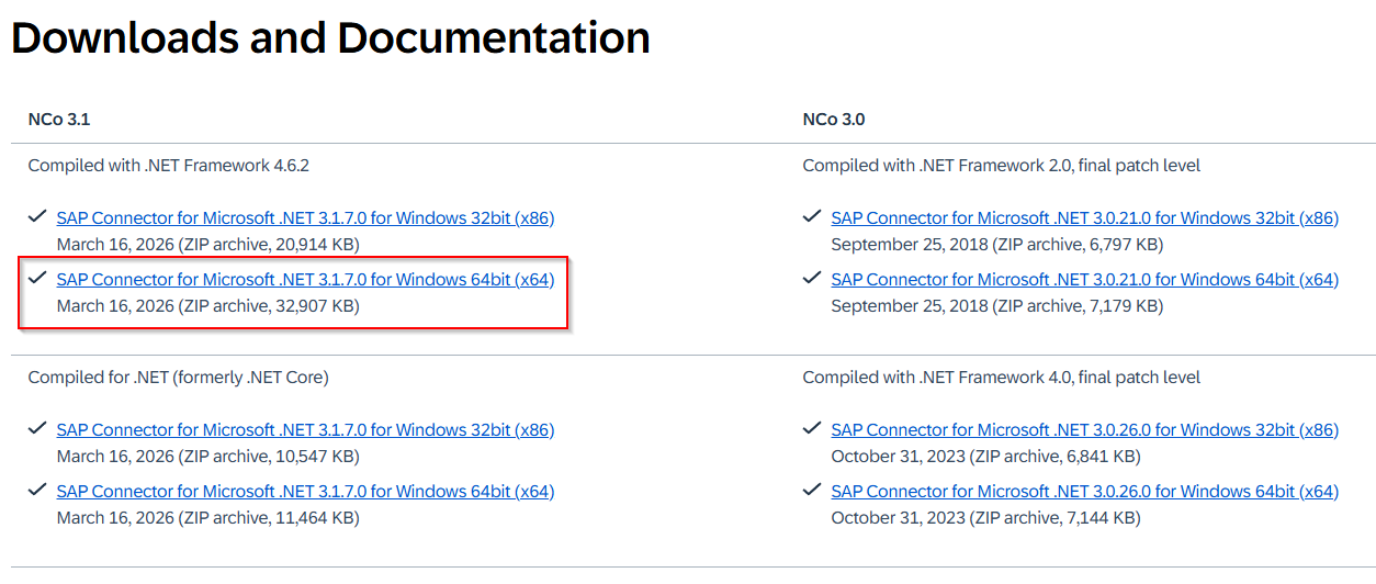 SAP .NET Connector installation download